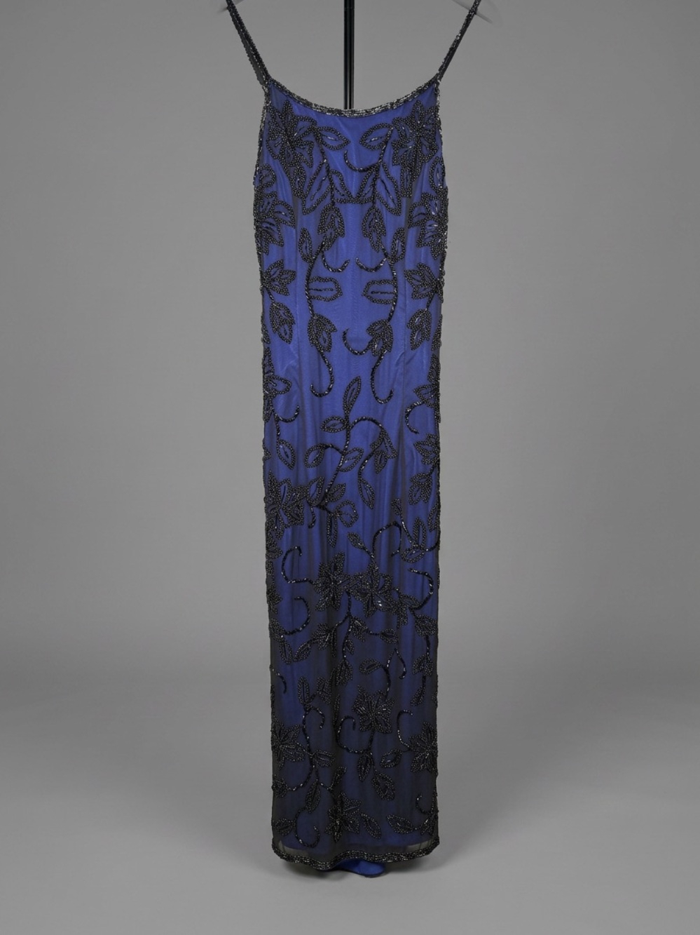 Caché Vintage Silk Beaded Floor Length Evening Gown w/ Open Back Y2K Whimsigoth